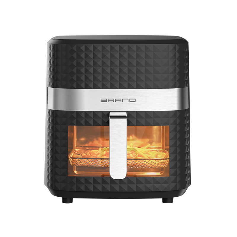 Stainless steel opaque 5L square texture air fryer-(transparent model)