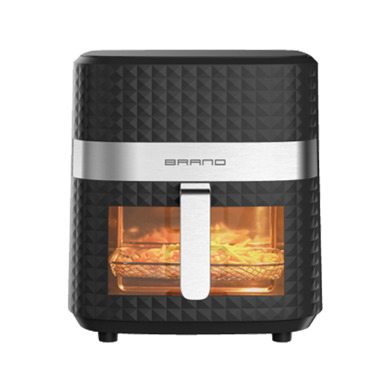 Double Knob Touch Screen Control Knob Adjustment LCD Display Visual Large Capacity Multifunctional Black Air Fryer