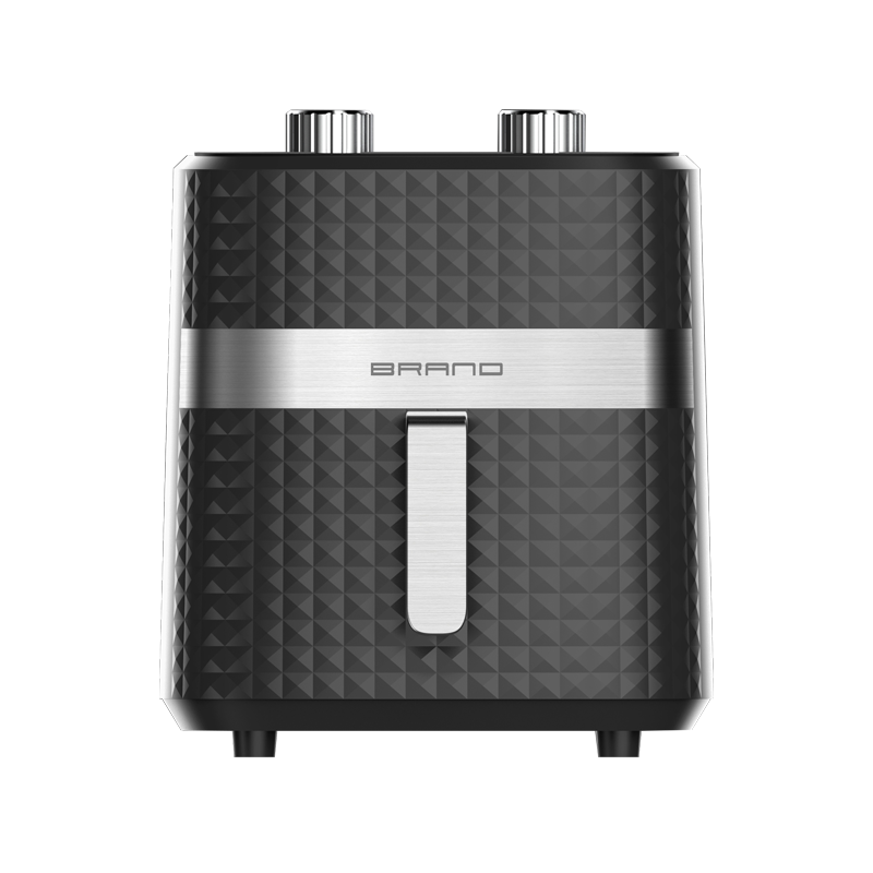 Stainless steel opaque touch screen control square texture black air fryer - (opaque)