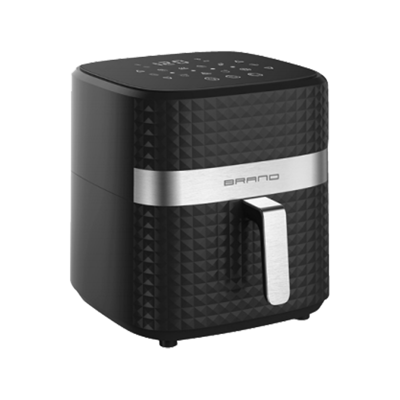 Stainless steel opaque touch screen control square texture black air fryer - (opaque)