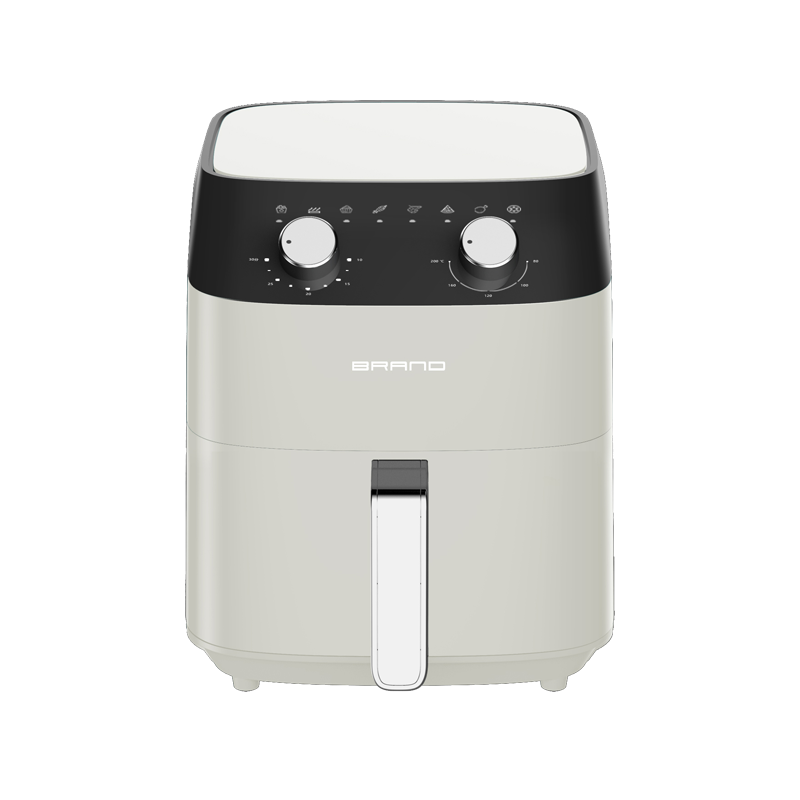 Stainless steel opaque touch screen control square texture white air fryer - (opaque)