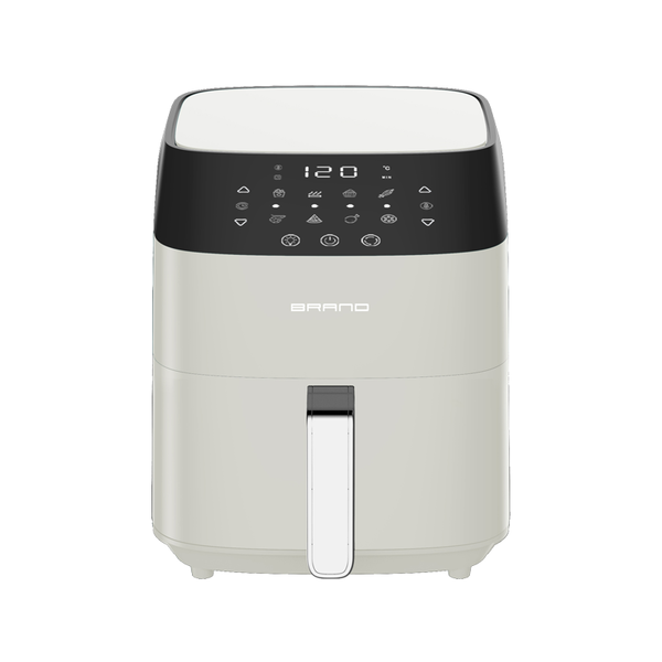 Stainless steel opaque touch screen control square texture white air fryer - (opaque)