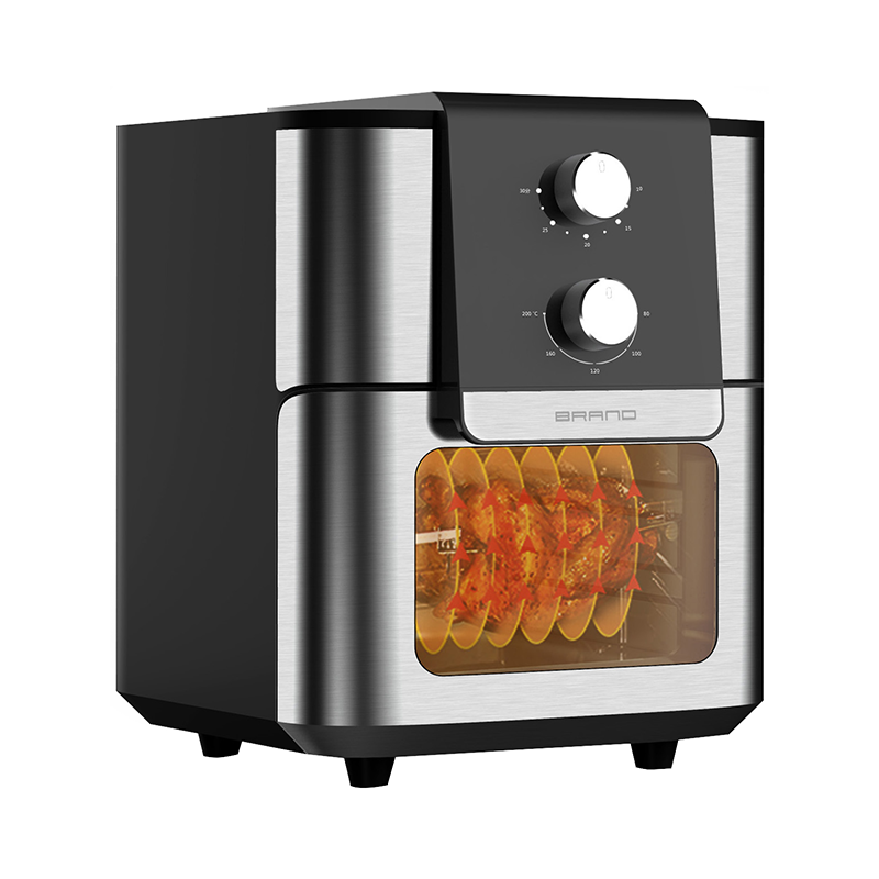 Front double knob mechanical control visible square large capacity multi-function air oven