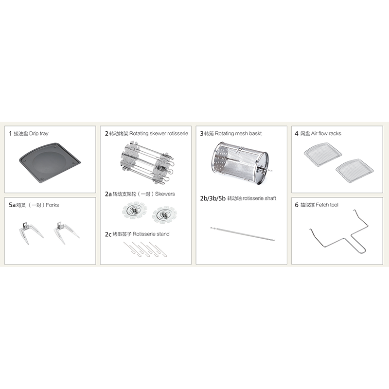 Inclined double knob mechanical control visible square large capacity multi-function super handle air oven