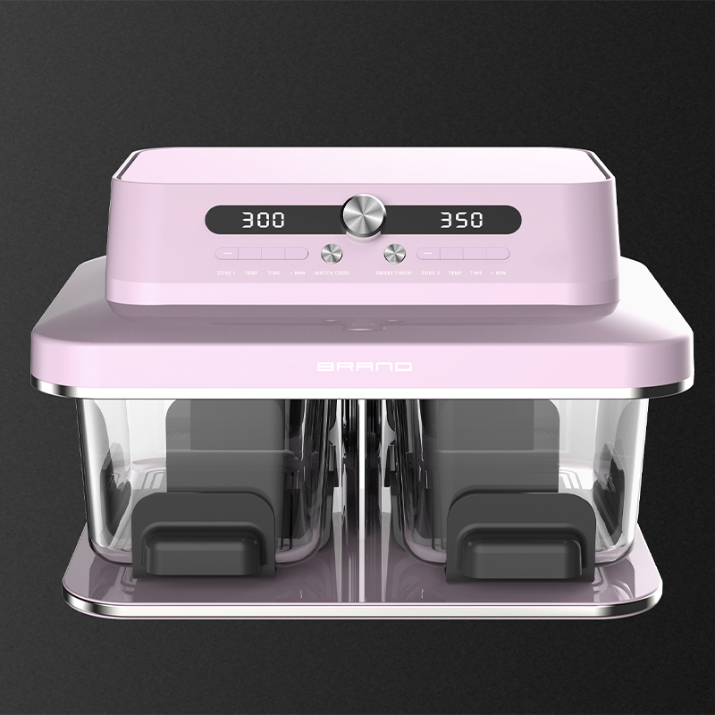Smart-Button Dual-Basket Glass Air Fryer (Model: GSE071)