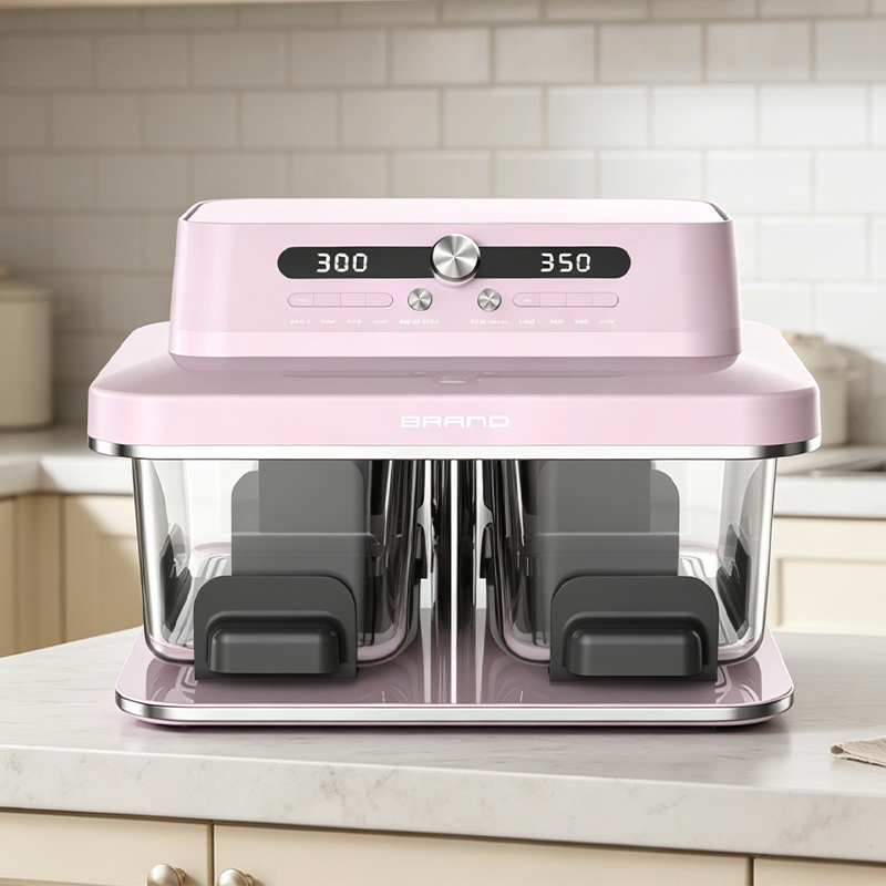 Smart-Button Dual-Basket Glass Air Fryer (Model: GSE071)